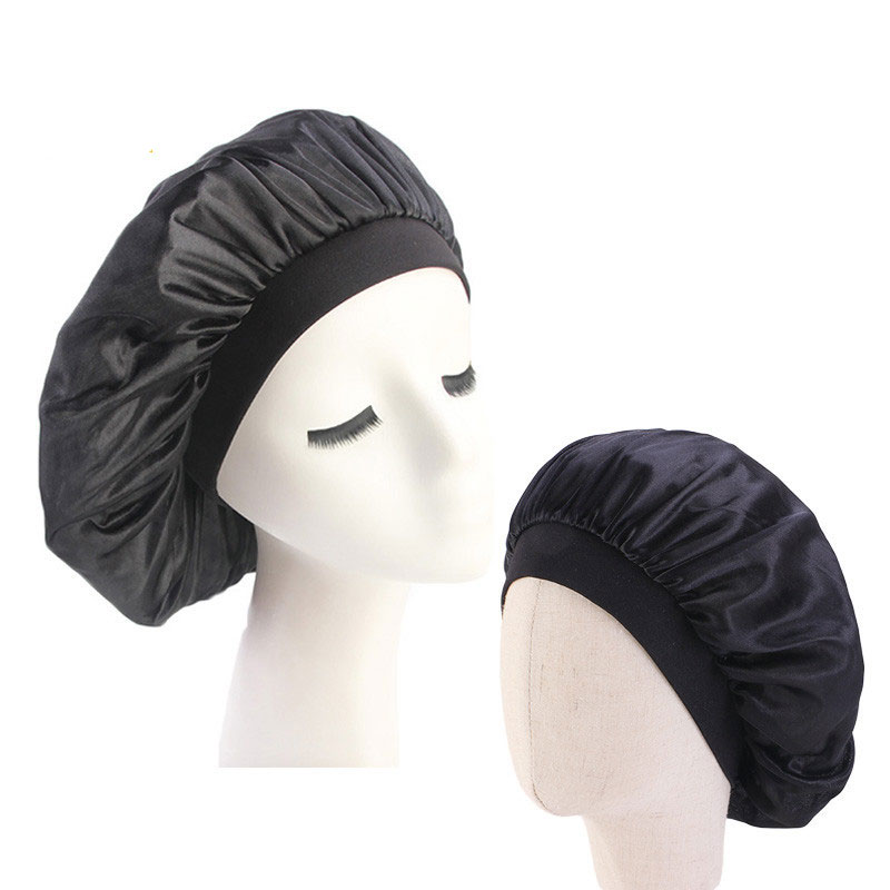 2pcs/set Solid Color Satin Caps Bonnet For Kids Mom Mother Children Sleep Beanie Headwrap Hat Hair Care