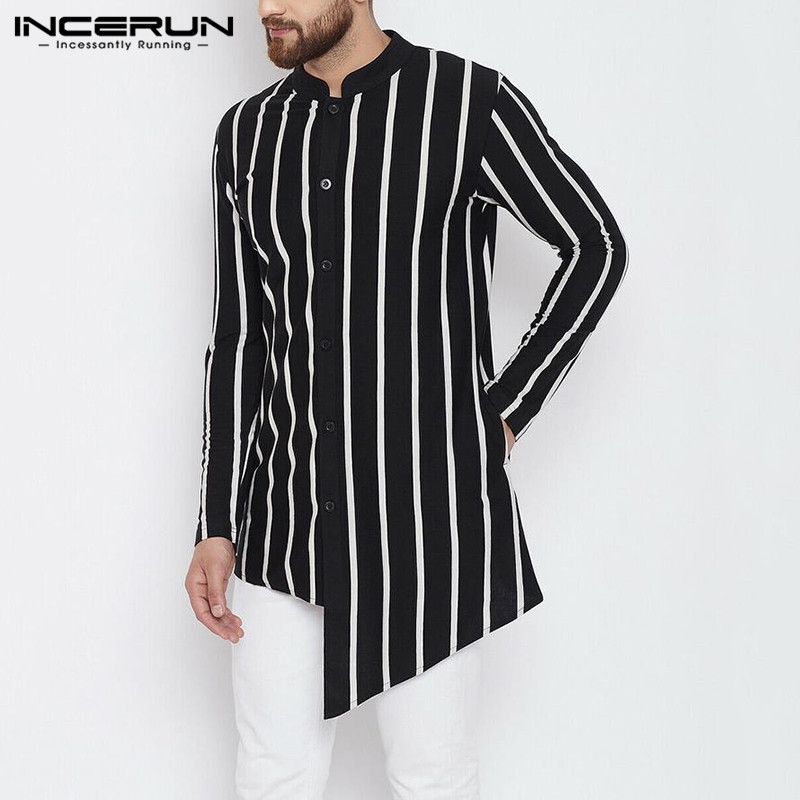 INCERUN Men Irregular Shirt Long Sleeve Stand Collar Chic Casual Streetwear 2020 Kurtas Fashion Mens Muslim Kaftan Camisa, Black 
INCERUN Men Irregular Shirt Long Sleeve Stand Collar Chic Casual Streetwear 2020 Kurtas Fashion Mens Muslim Kaftan Camisa, Black