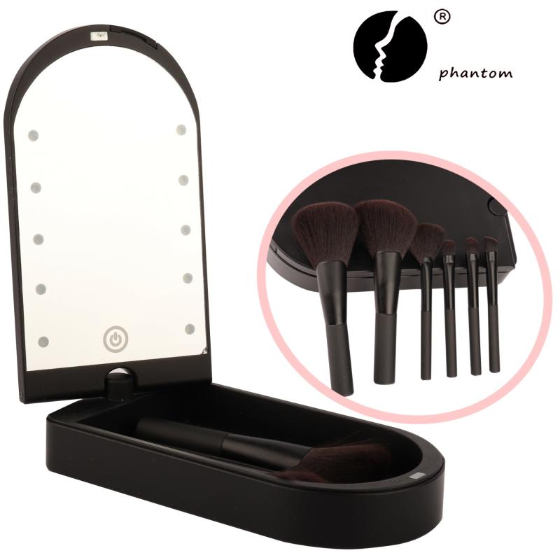 Creative LED Luminous Makeup Mirror With 6pcs Multipurpose Portable Makeup Brush Kits Business Trip Beauty Case Organizer Tools
Creative LED Luminous Makeup Mirror With 6pcs Multipurpose Portable Makeup Brush Kits Business Trip Beauty Case Organizer Tools