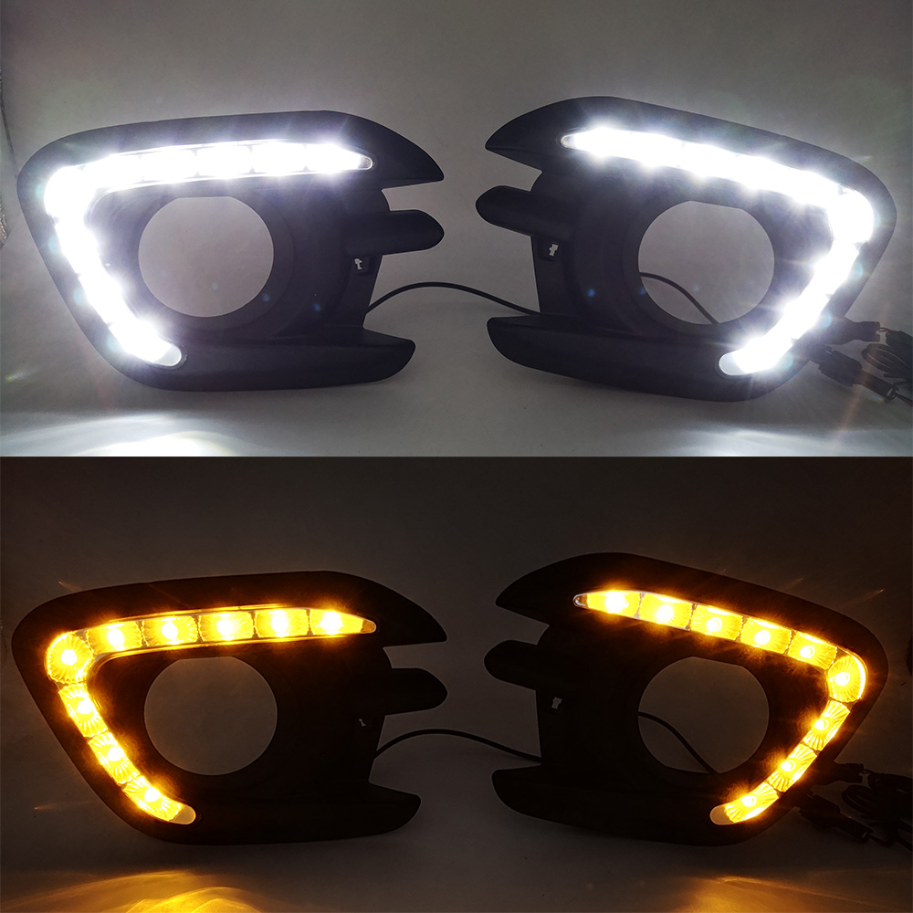 2PCS LED DRL For Mitsubishi Pajero Sport Montero Sport 2013 2014 2015 Daytime Running Lights Fog Lamp Cover Car Styling