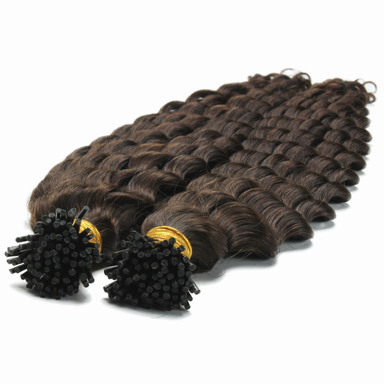 Deep Wave I Tip Virgin Brazilian Human Dark Brown Color Pre Blonded Stick Hair Extensions 100G 1G/Strand