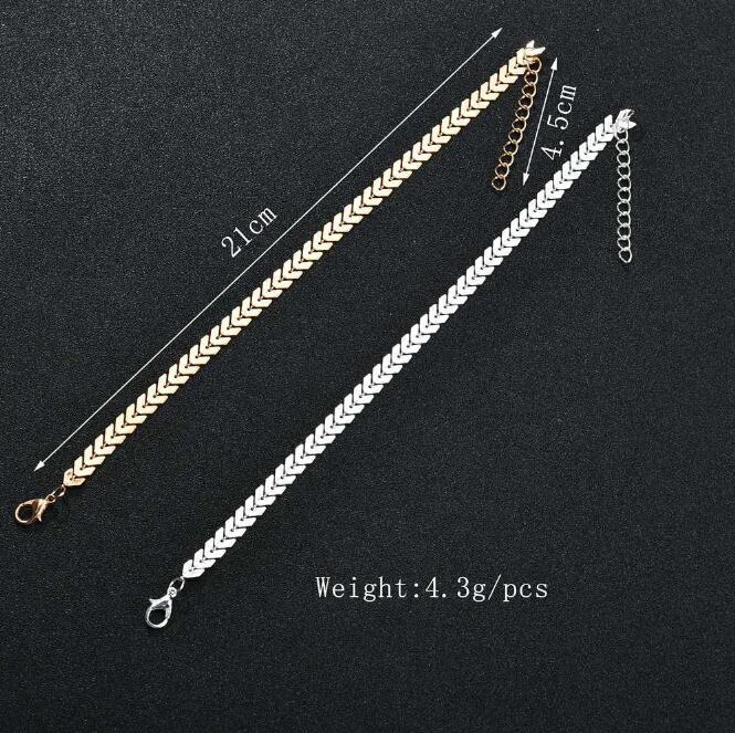 Women Simple Punk Gold Silver Chain Flat Snake Anklet Ankle Bracelet Barefoot Sandal Beach Foot Jewelry GD468