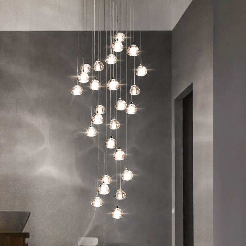Modern Crystal Chandelier Lighting LED Pendant Hanging Light Crystal Ball Chandeliers Stair Cristal Chandelier Home Lighting