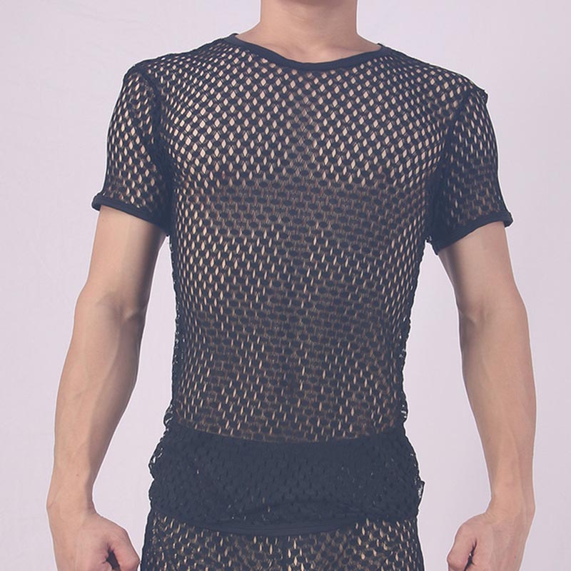 Men See Through Undershirts Fishnet Sexy Short Sleeve Nightclub Wear Mesh Shirt Man Party Gay Red Blue Clothing Streetwear Tops, Black
Men See Through Undershirts Fishnet Sexy Short Sleeve Nightclub Wear Mesh Shirt Man Party Gay Red Blue Clothing Streetwear Tops, Black