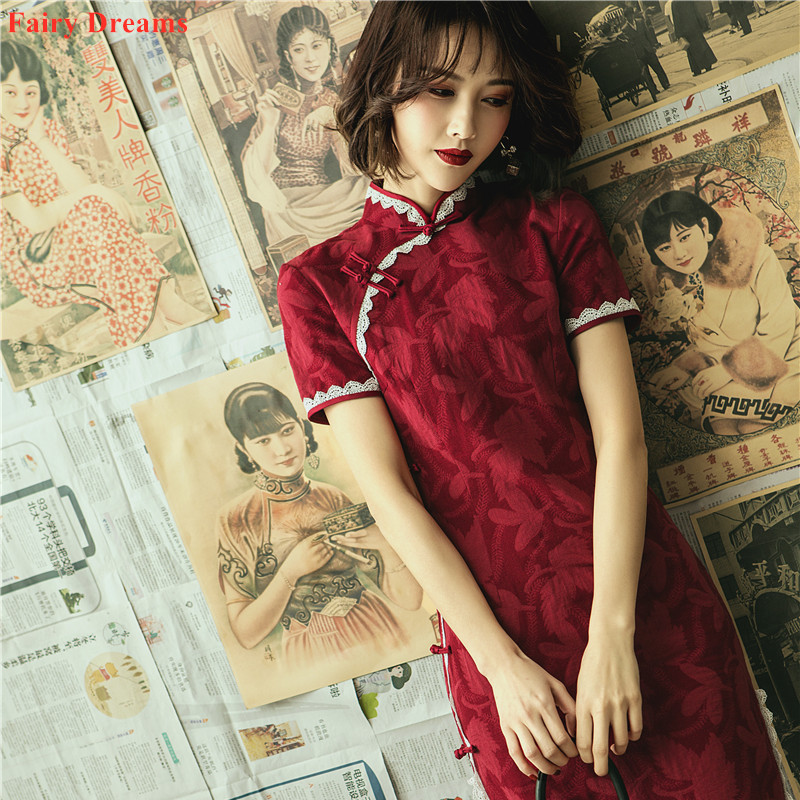 Traditional Chinese Dress For Women Red Green Dobby Lace Cotton Cheongsam Evening Dress 2020 Summer Qipao Exotic Apparel
Traditional Chinese Dress For Women Red Green Dobby Lace Cotton Cheongsam Evening Dress 2020 Summer Qipao Exotic Apparel