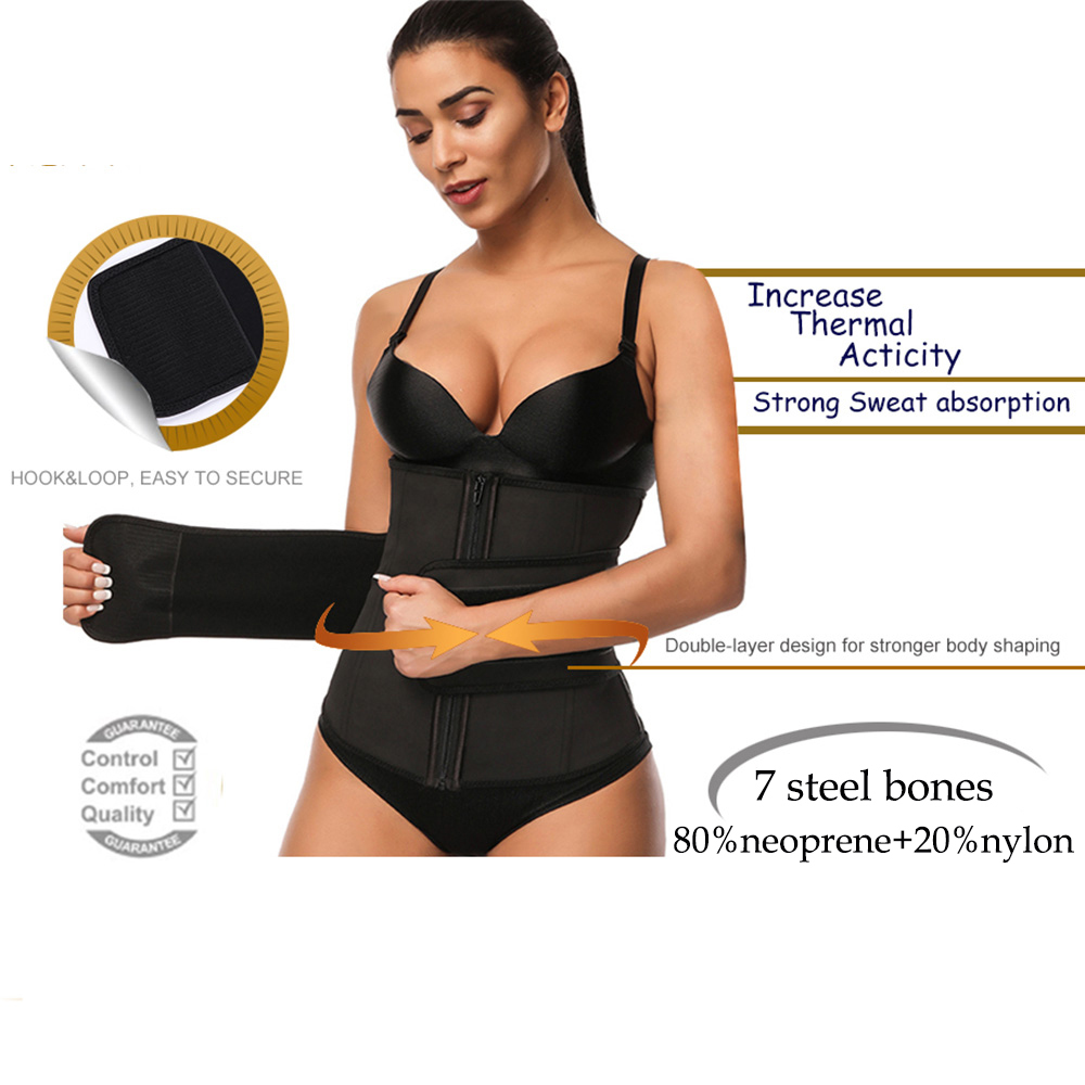Lover Beauty Abdominal Belt High Compression Zipper Plus Size Neoprene Waist Cincher 7 Steel Corset Body Sweat Waist Trainer CX200727