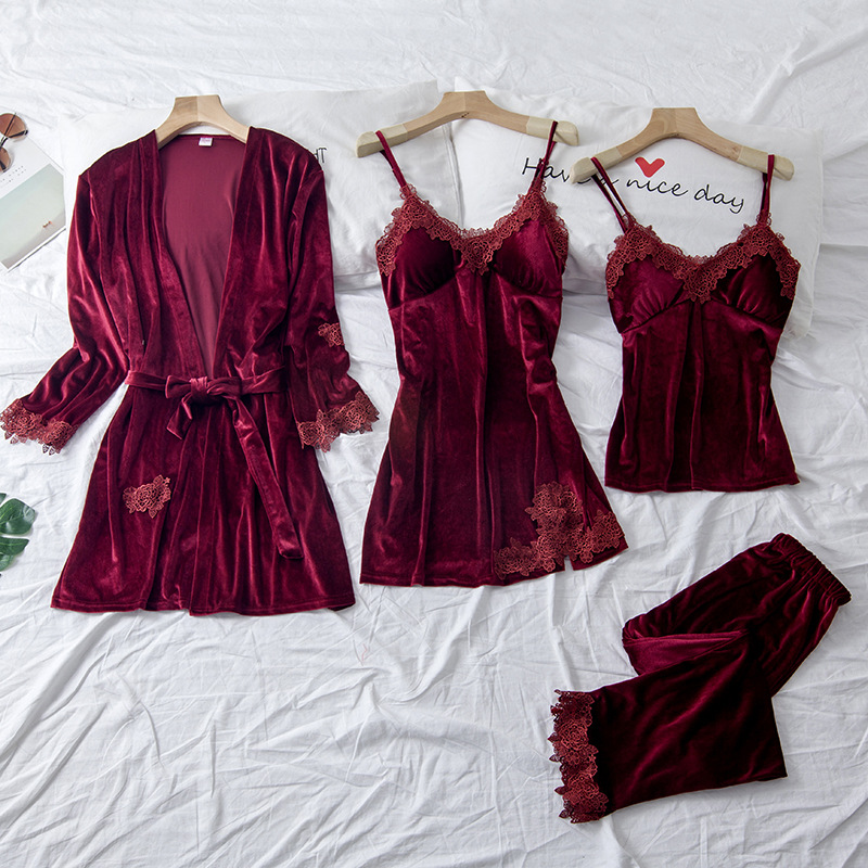 Women Pajamas Suits Ladies Sleepwear Sexy Nightwear Top Pants Slip Dress Home Suits Pyjama Lace 4PCS Sets -XXL, Red
Women Pajamas Suits Ladies Sleepwear Sexy Nightwear Top Pants Slip Dress Home Suits Pyjama Lace 4PCS Sets -XXL, Red