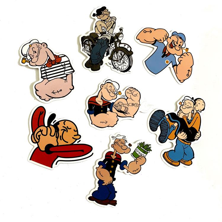 10 Sets=180PCS Cartoon Cute Popeye Graffiti Stickers Trolley Case Skateboard Electric Car Waterproof Stickers