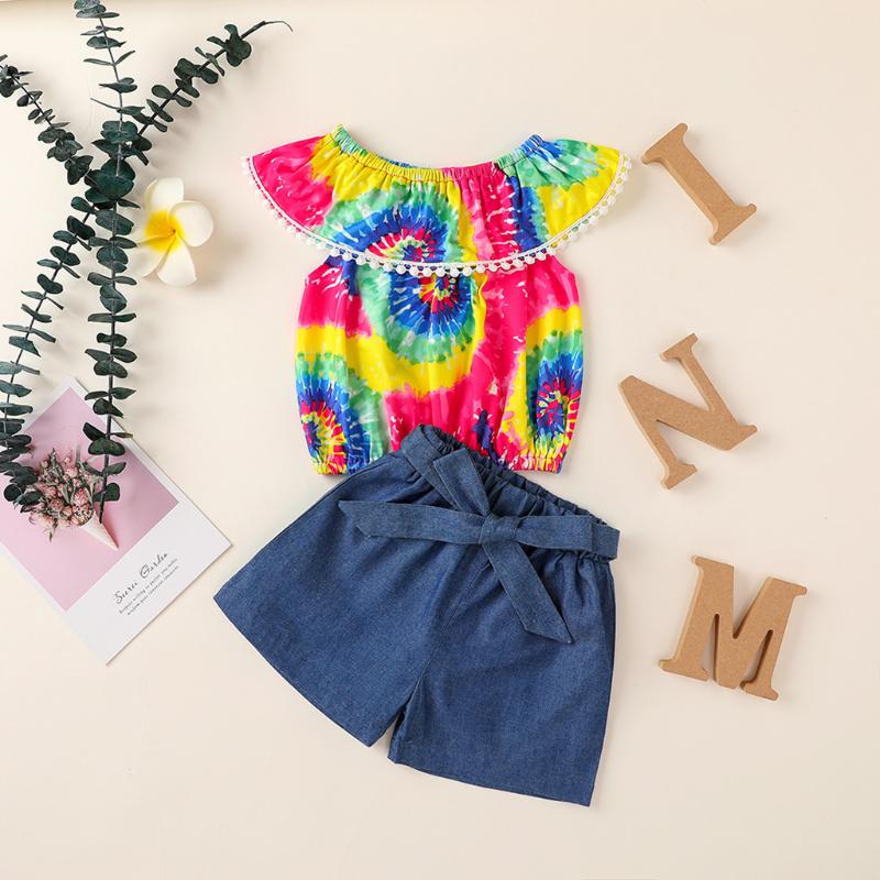 Summer Toddler Infant Baby Girls Clothes Off Shoulder Ruffles Tassels Rainbow Tie-Dyed Tops+Bowknot Denim Shorts Outfits Set#P4, Multi
Summer Toddler Infant Baby Girls Clothes Off Shoulder Ruffles Tassels Rainbow Tie-Dyed Tops+Bowknot Denim Shorts Outfits Set#P4, Multi