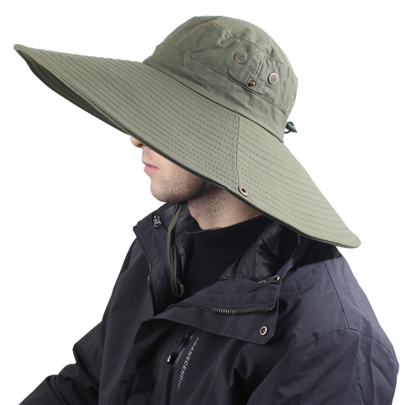 16cm Long Wide Brim Sun Breathable Safari Men Women Boonie Summer UV Protection Cap Hiking Fishing Bucket Hat Beach Y200619