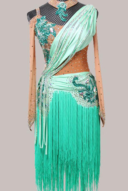 Latin dance costume competition new performance clothing professional female high-end black pool sexy dress tassel dance skirt p, Green
Latin dance costume competition new performance clothing professional female high-end black pool sexy dress tassel dance skirt p, Green