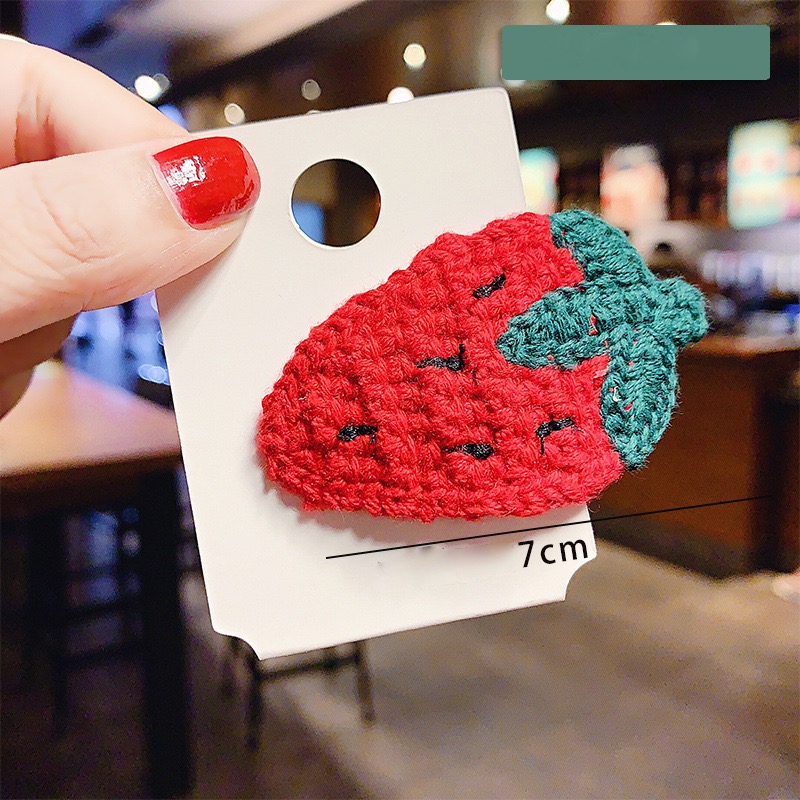 Autumn Winter Knitting Fruit Hairpin Girl Hair Clips Headdress Korean Colorful Baby Clip BB Cute Hairclip