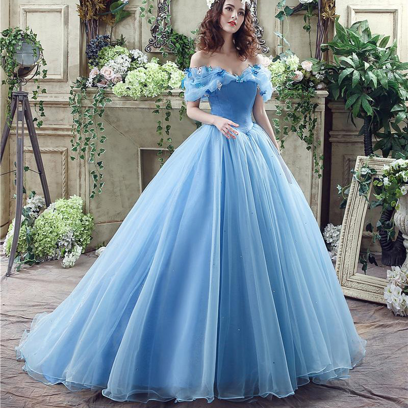 Newest Blue Cinderella Quinceanera Dresses Sweet 16 Pageant Prom Debutante Dress Formal Evening Party Gowns