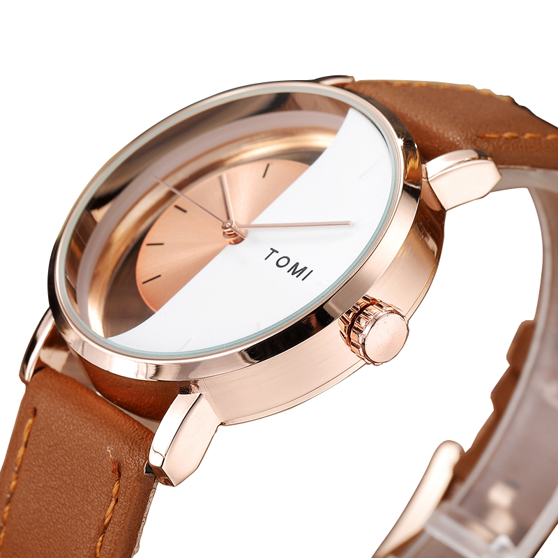 Unique Watch Transparent Dial Unisex Watches For Men Women Couple Fashion Simple Leather Man Wristwatch Male Female Quartz Reloj CX200720