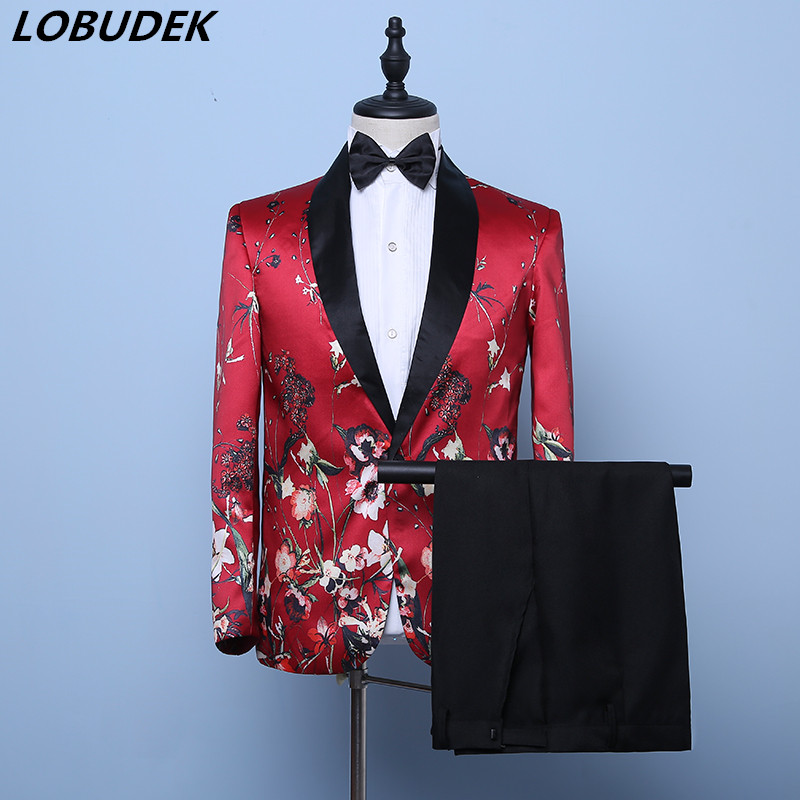 Red Floral Print Suit Men Bridegroom Wedding Suits Evening Party Host Stage Costume Groom Tuxedo Formal (Blazer+Pants) 2 Piece, Blue
Red Floral Print Suit Men Bridegroom Wedding Suits Evening Party Host Stage Costume Groom Tuxedo Formal (Blazer+Pants) 2 Piece, Blue
