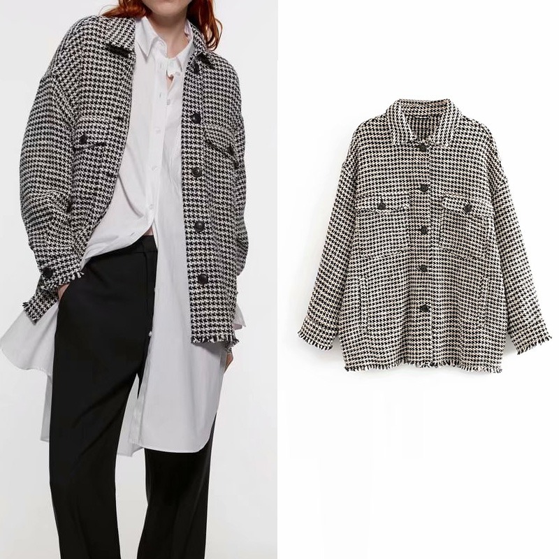 2020 tweed plaid women shirts tassel Autumn winter women casual houndstooth female coat tops, Black
2020 tweed plaid women shirts tassel Autumn winter women casual houndstooth female coat tops, Black