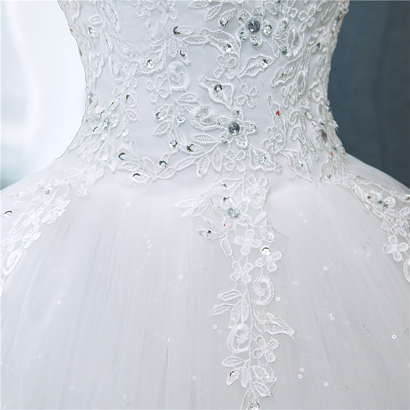 Korean Style V-Neck Lace Tank Sleeveless Floral Print Ball Gown Wedding Dress 2020 New Fashion Simple estidos de noivas CC