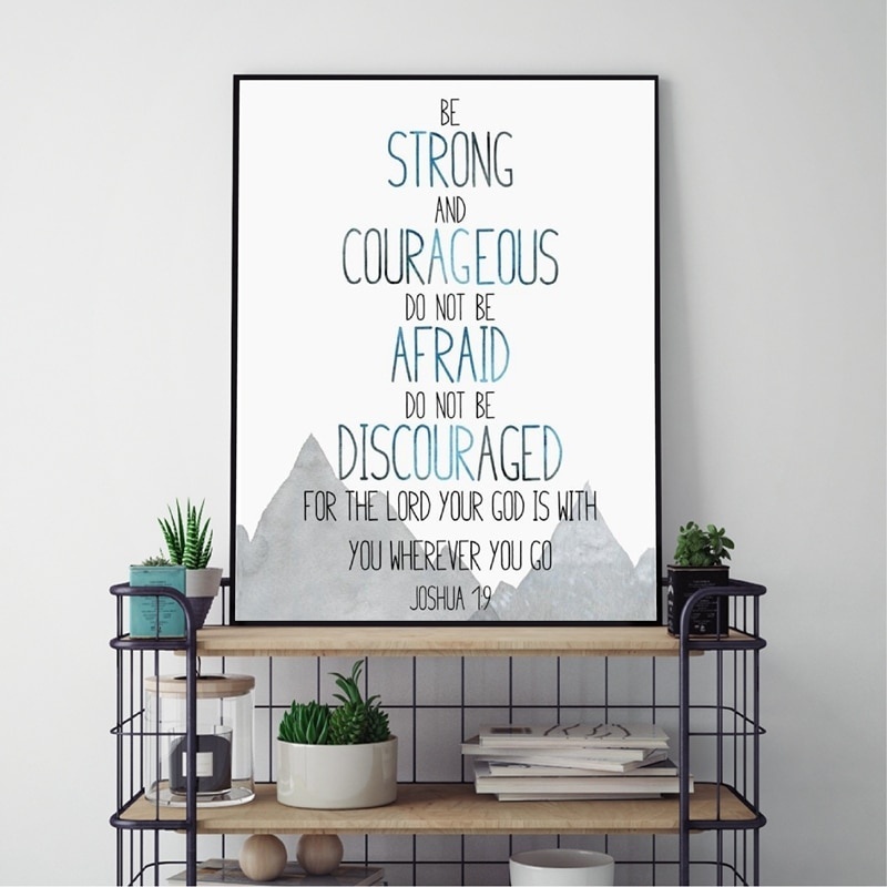 Be Strong and Courageous Scripture life quotes Poster Prints Bible Verse Wall Art Canvas Painting Wall Picture for Kids Room Home Decor
Be Strong and Courageous Scripture life quotes Poster Prints Bible Verse Wall Art Canvas Painting Wall Picture for Kids Room Home Decor