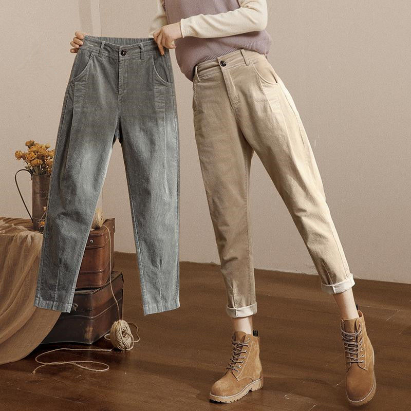 2020 New Vangull Women Corduroy Harem Pants Solid High Wait Loose Casual Ankle-Length Autumn Elastic Korean Version Trouser L140, White
2020 New Vangull Women Corduroy Harem Pants Solid High Wait Loose Casual Ankle-Length Autumn Elastic Korean Version Trouser L140, White