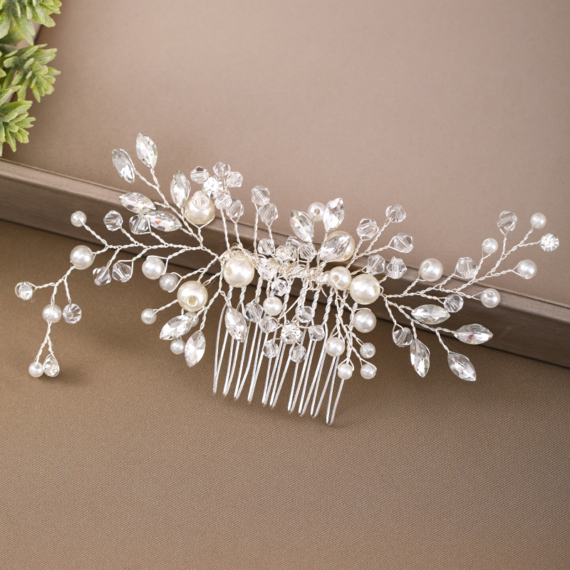 Wedding Hair ornaments Crystal Hair Combs Bridal Rhinestones Combs Pearl Headpiece Handmade Women Hair Accessories Tiara Jewelry