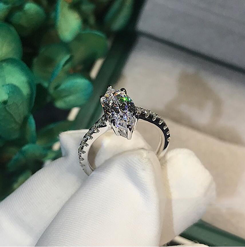 5CT Sparkling Hot Sale Jewelry White Gold Fill Marquise Cut Moissanite Dia Eternity Party Women Wedding Band Ring For Love
