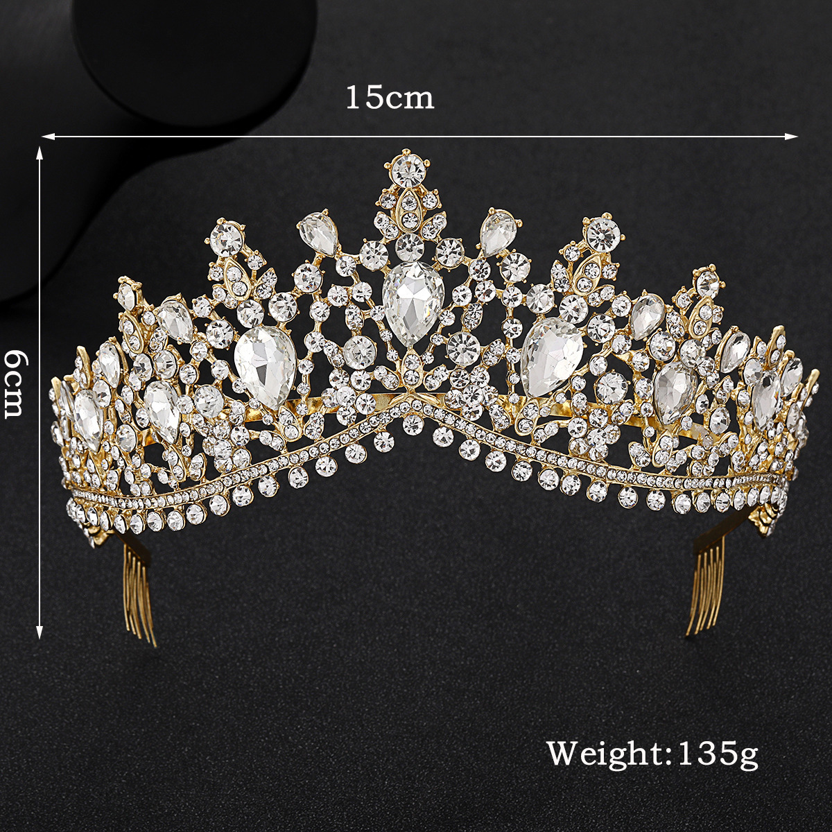 Baroque Rose Gold Pink Crystal Bridal Tiara Crown With Comb Pageant Prom Rhinestone Veil Tiara Headband Wedding Hair Accessories Y200727