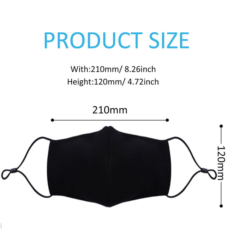 In Stock! Black Fashion Face Mask Summer Breathable Dust-proof Adjustable Cotton Face Mask Washable Reusable Cycling Mask Free Shipping