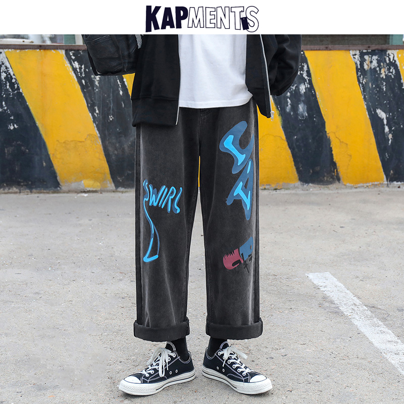 KAPMENTS Men Japanese Streetwear Print Jeans Pants 2020 Mens Vintage Straight Black Denim Pants Male Korean Hip Hop Baggy Jeans
KAPMENTS Men Japanese Streetwear Print Jeans Pants 2020 Mens Vintage Straight Black Denim Pants Male Korean Hip Hop Baggy Jeans
