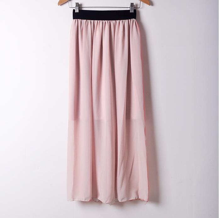 Casual Women Double Layer Chiffon Pleated Elastic Waist Skirt Free shipping and Drop shipping XJ017 explosion models