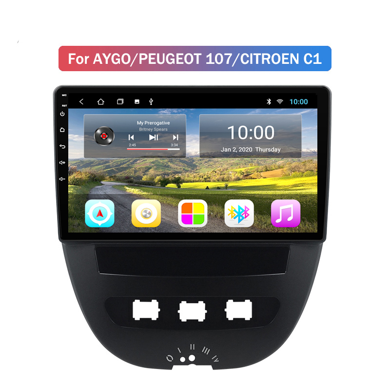 

Quad Core Android 10.0 Car DVD Video For AYGO/PEUGEOT 107/CITROEN C1 Autoradio GPS Navigation Head Unit