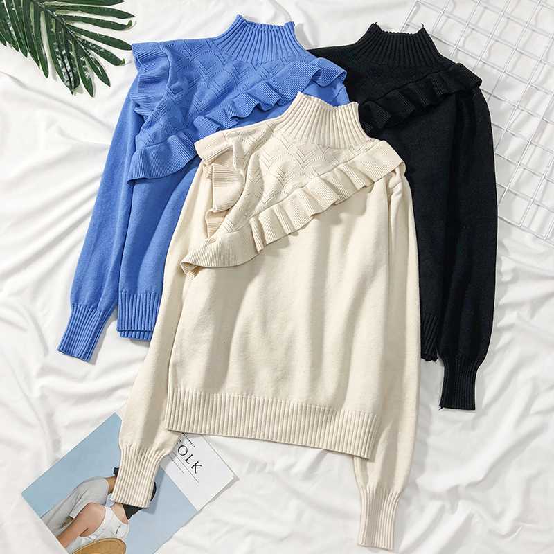 Women Ruffles Turtleneck Knitted Sweater Hollow Out Long sleeve Stretchy Solid Pullovers Female Soft Warm Casual Slim Top Jumper, Black
Women Ruffles Turtleneck Knitted Sweater Hollow Out Long sleeve Stretchy Solid Pullovers Female Soft Warm Casual Slim Top Jumper, Black