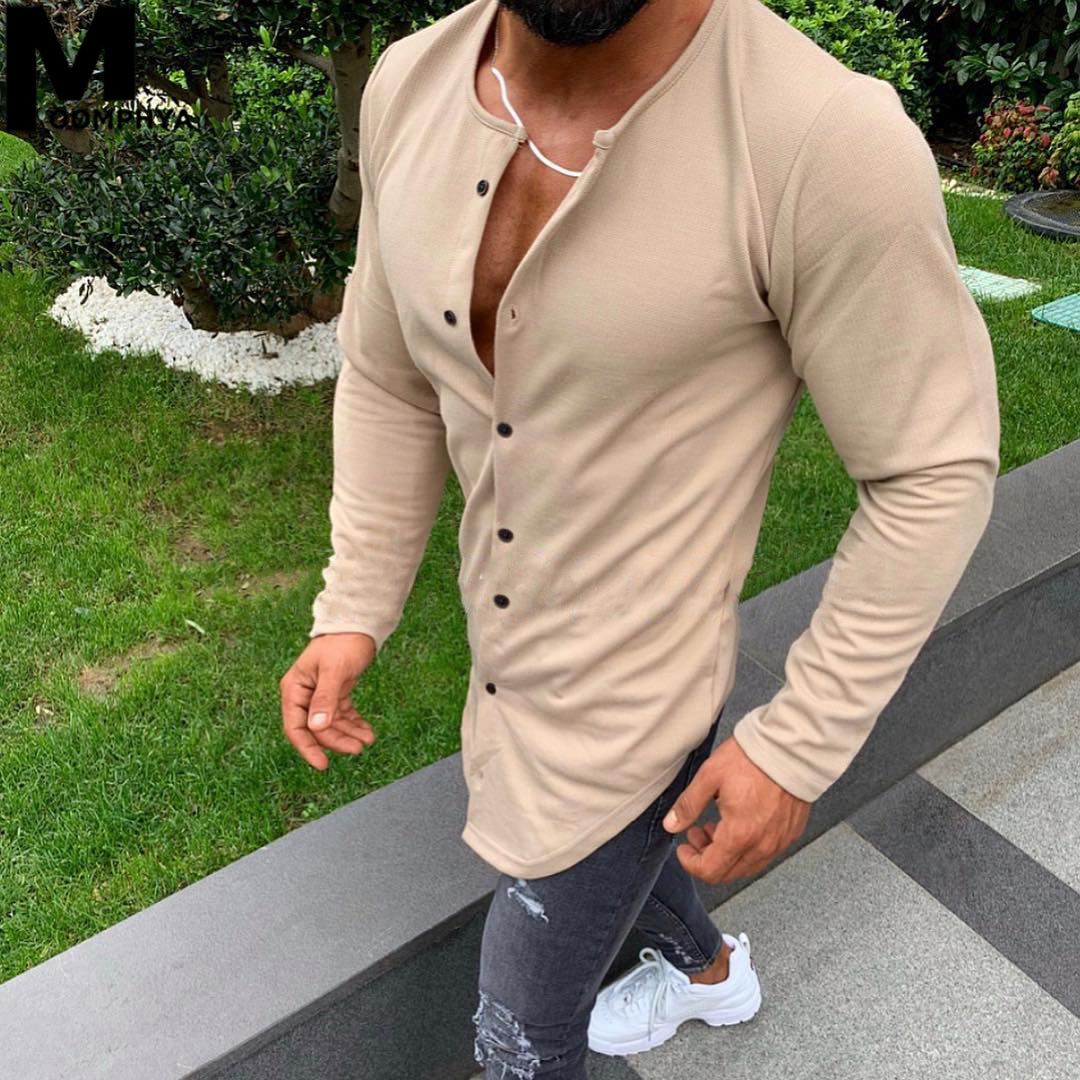 Moomphya Single Breasted Long Sleeve T Shirt Men Streetwear Longline Hem Skinny T-shirt Men Hip Hop Fashion Funny Tshirt, White
Moomphya Single Breasted Long Sleeve T Shirt Men Streetwear Longline Hem Skinny T-shirt Men Hip Hop Fashion Funny Tshirt, White
