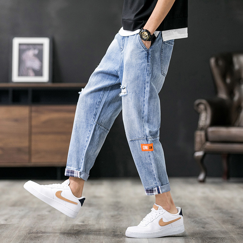 #1457 Spring Summer Casual Ripped Jeans For Men Loose Plus Size 40 42 Blue Jeans Ankle-length Wide Leg Holes Fashions
#1457 Spring Summer Casual Ripped Jeans For Men Loose Plus Size 40 42 Blue Jeans Ankle-length Wide Leg Holes Fashions