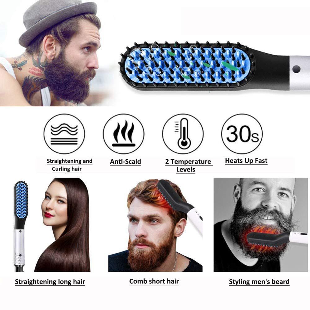2019 Updated Beard Straightener Man's Hair Flat Iron Fast Heated Straightening Comb Beard and Hair Show Cap Hair Styler For Male CX200721