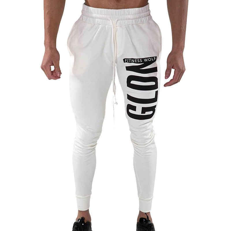 Fall Men's Alphabet Print Outdoor Running Fitness Pants Mens Jogging Pants, Black