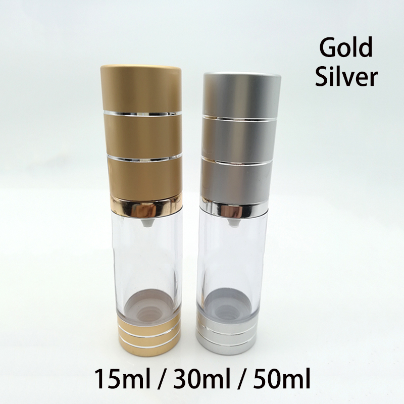 50ml 30ml 15ml Empty Gold Silver Plastic Airless Pump Bottle Essential Oil Foundation Cream Packaging Container Free Shipping
50ml 30ml 15ml Empty Gold Silver Plastic Airless Pump Bottle Essential Oil Foundation Cream Packaging Container Free Shipping