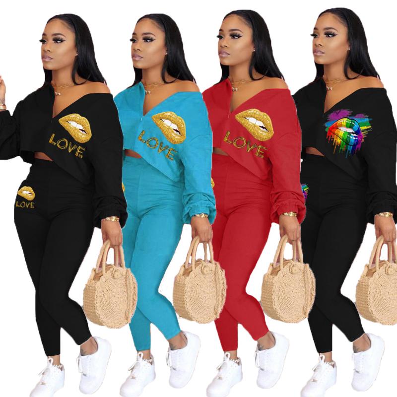 2020 New Autumn Women Suit Hot Style Model Solid-color Lip Letter Love Printed Long Sleeves Zip & Trousers 2 Piece Set, Red
2020 New Autumn Women Suit Hot Style Model Solid-color Lip Letter Love Printed Long Sleeves Zip & Trousers 2 Piece Set, Red
