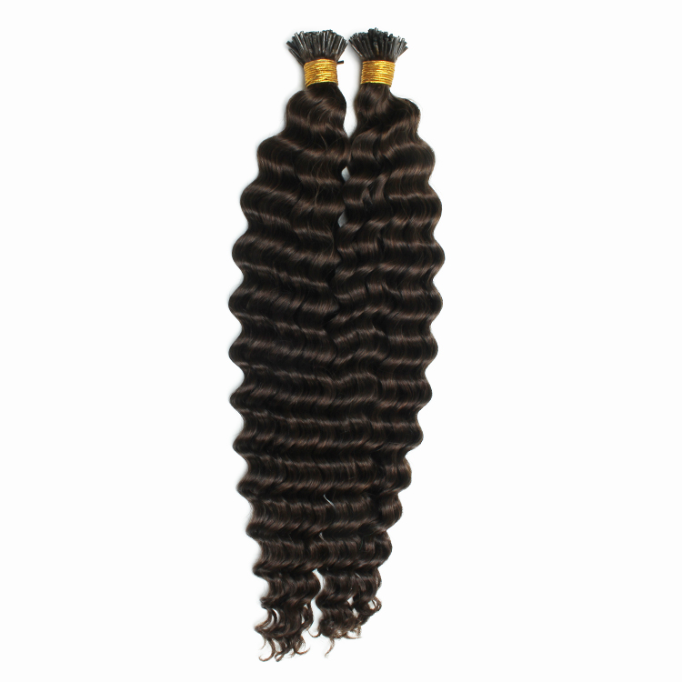 Deep Wave I Tip Virgin Brazilian Human Dark Brown Color Pre Blonded Stick Hair Extensions 100G 1G/Strand