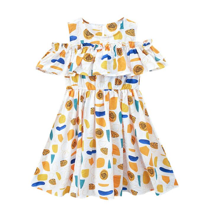 Girls Floral Dress Summer Explosions Big Boy Korean Korean Ruffled Princess Dress WY1436