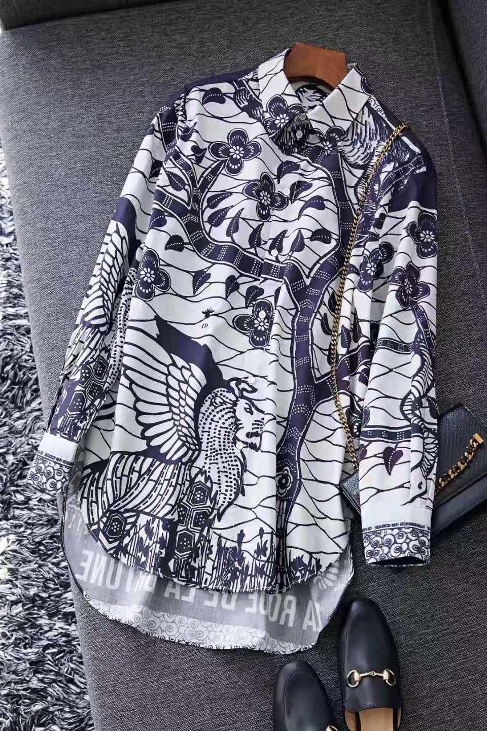 Light luxury 2020 spring and summer long sleeve loose pure cotton printing medium long shirt holiday style shirt Large, Multi
Light luxury 2020 spring and summer long sleeve loose pure cotton printing medium long shirt holiday style shirt Large, Multi