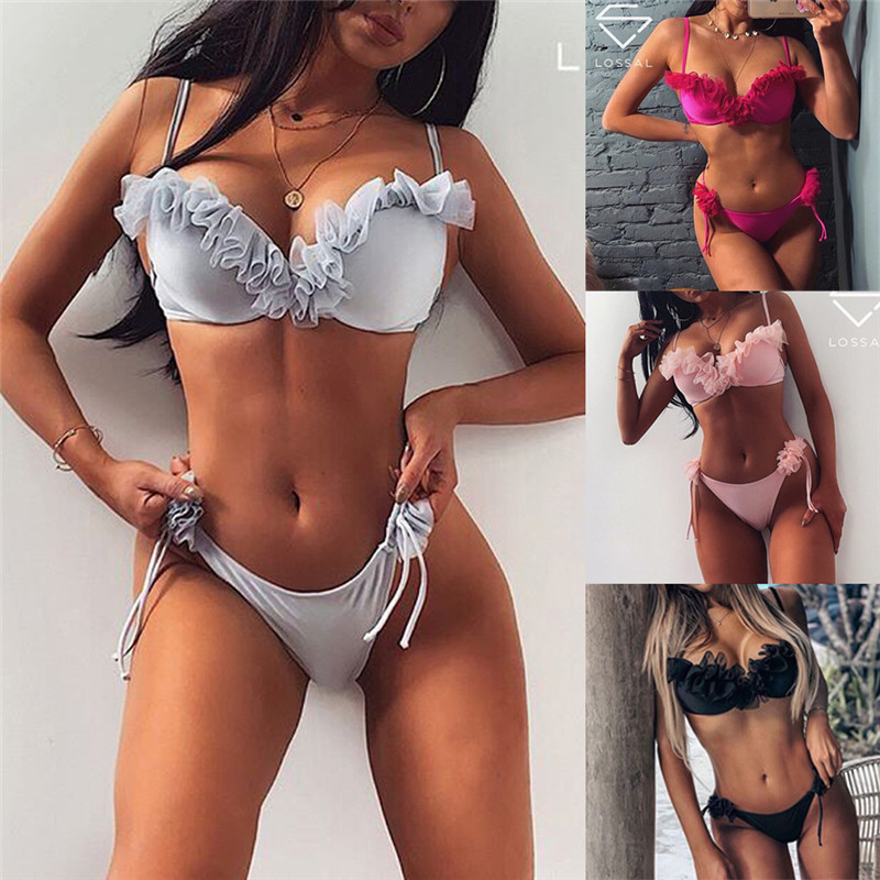 2020 Women' Sexy Bikini Set Two-Pieces Ruffles Push Up Padded Summer Bra Thong Bandage Swimsuit Swimwear Bathing Suit Beachwear, Black
2020 Women' Sexy Bikini Set Two-Pieces Ruffles Push Up Padded Summer Bra Thong Bandage Swimsuit Swimwear Bathing Suit Beachwear, Black