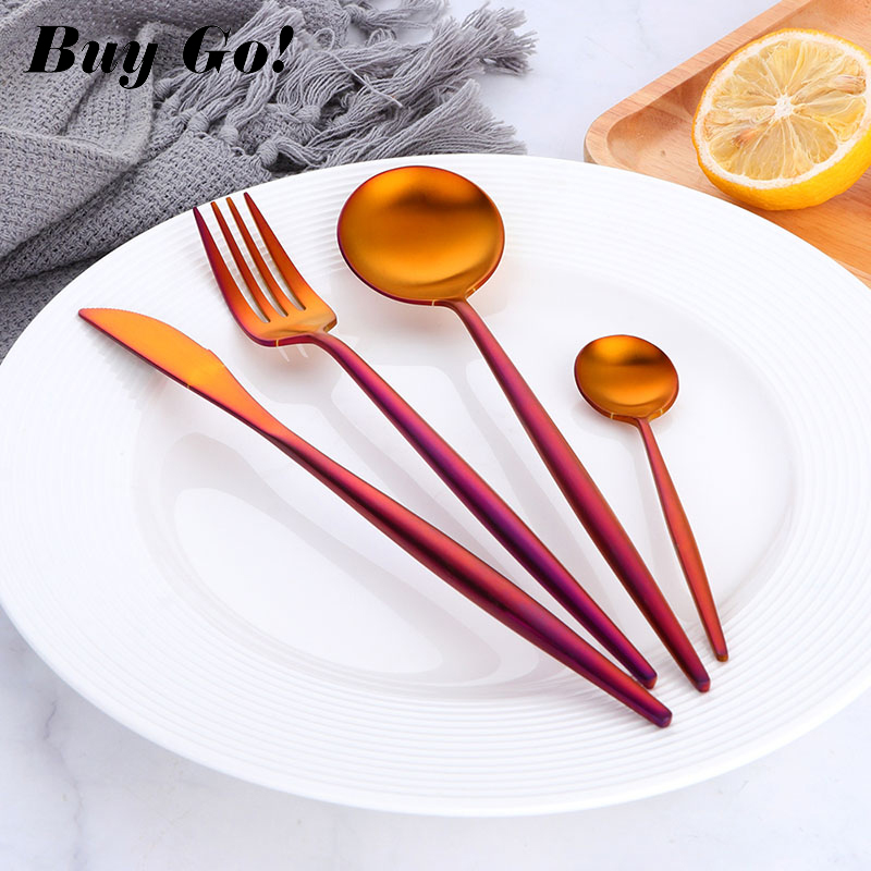 16/24 PCS Orange Red Cutlery Set Rainbow Gold Flatware Set 18/8 Stainless Steel Dinner Knife Fork Spoon Home Dinnerware
16/24 PCS Orange Red Cutlery Set Rainbow Gold Flatware Set 18/8 Stainless Steel Dinner Knife Fork Spoon Home Dinnerware