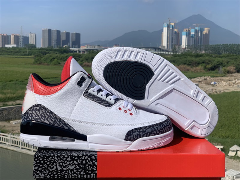 Pas cher 3 SE Denim Feu Rouge Blanc Ciment imprimé éléphant Hommes Chaussures de Basketball Sneaker Nouveau 3s DNM Jumpman Sport Sneaker Taille U