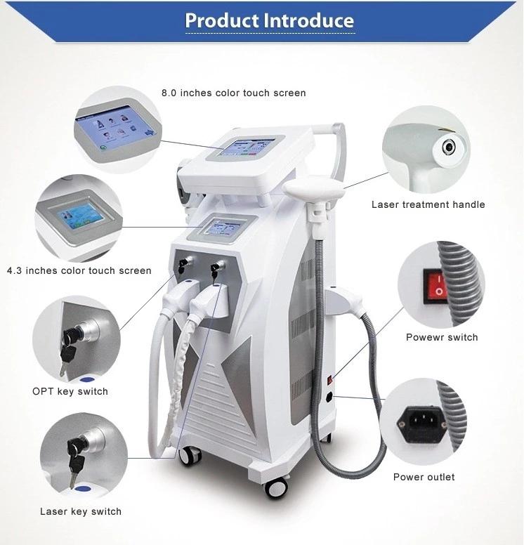 4in1 double screen Multi-Function OPT/Elight/ Nd Yag Laser Tattoo Removal/Hair Removal Machine For beauty salon
