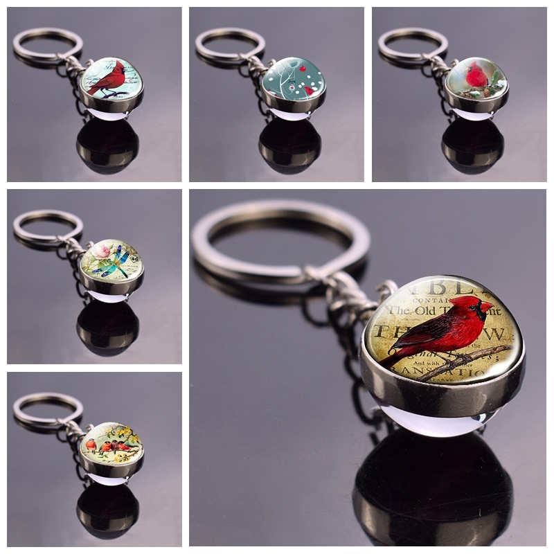 Cardinal Grosbeaks Dragonfly Glass Ball Key Rings Red Bird Art Pendant Double Sided Keychain Jewelry Accessories
Cardinal Grosbeaks Dragonfly Glass Ball Key Rings Red Bird Art Pendant Double Sided Keychain Jewelry Accessories