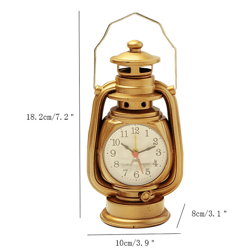 Vintage Alarm Clock Retro Oil Lamp Alarm Clock Watch Table Kerosene Light Living Room Decor Articles Office Craft Ornament