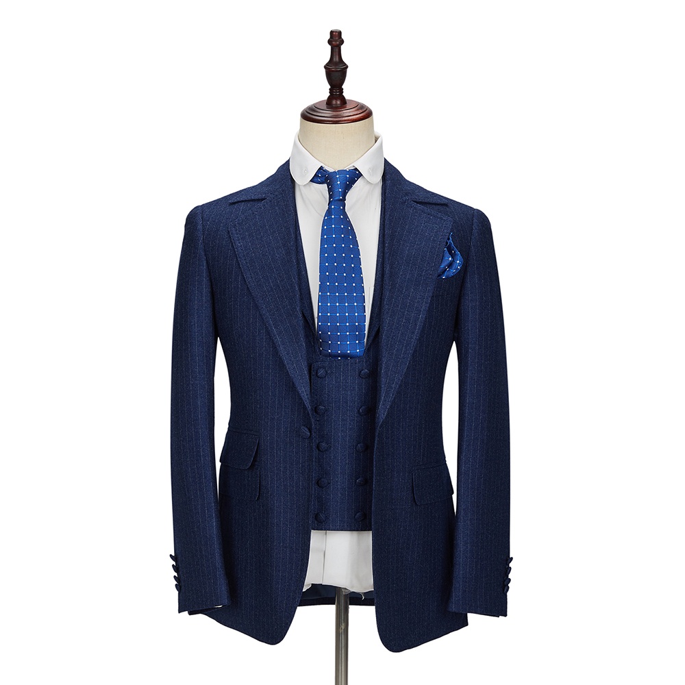 Navy Blue New Men Suits 3 Pieces Tailor-made Suit Costume Business Latest Design Casual Groom Wedding Party