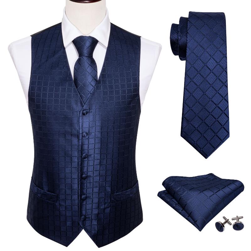 4PC Set Mens Silk Vest Party Wedding Blue Plaid Solid Floral Waistcoat Vest Pocket Square Tie Slim Suit Set Barry.Wang BM-2013, Bm-2010
4PC Set Mens Silk Vest Party Wedding Blue Plaid Solid Floral Waistcoat Vest Pocket Square Tie Slim Suit Set Barry.Wang BM-2013, Bm-2010
