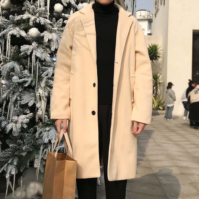 Autumn Long Woolen Coat Men's Fashion Solid Color Casual V-neck Woolen Jacket Man Streetwear Wild Loose British Style Overcoat, Black n1079
Autumn Long Woolen Coat Men's Fashion Solid Color Casual V-neck Woolen Jacket Man Streetwear Wild Loose British Style Overcoat, Black n1079