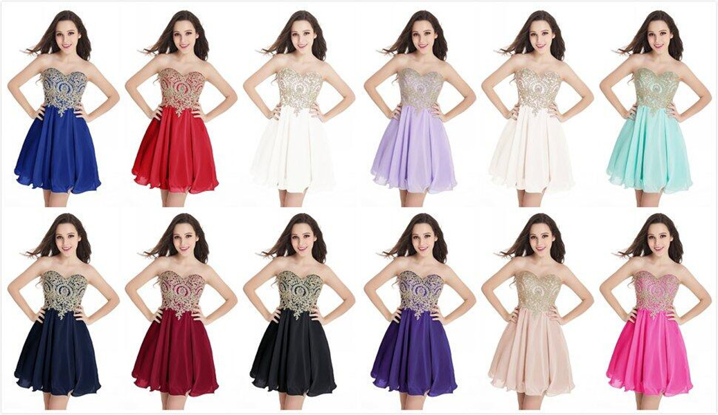 Babyonblinedress Sexy Open Back Mint Green Gold Lace Homecoming Dresses Sweetheart Neck Chiffon Short Evening Prom Dresses CPS406